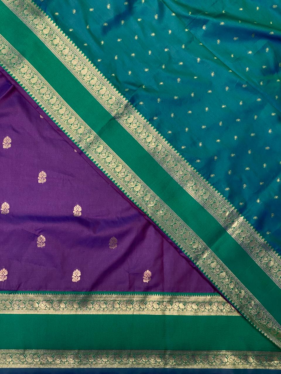 Violet and green Banarasi saree -BSP7A
