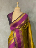 Olive Green and Purple Banarasi saree -BSP7B