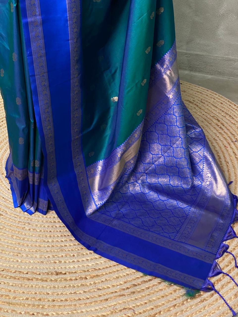 Peacock Blue Banarasi saree -BSP7C