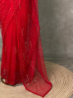 Red net designer saree - PSD17