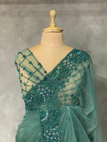 Green net designer saree - PSD19L