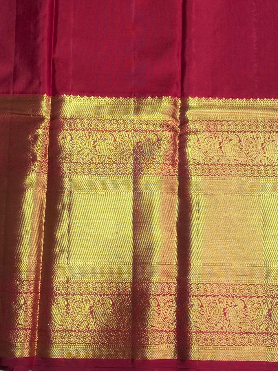 Lavender and Red Pure tissue Kanchipuram Silk saree - PPURE36