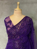 Violet net bridal designer saree - PSD27