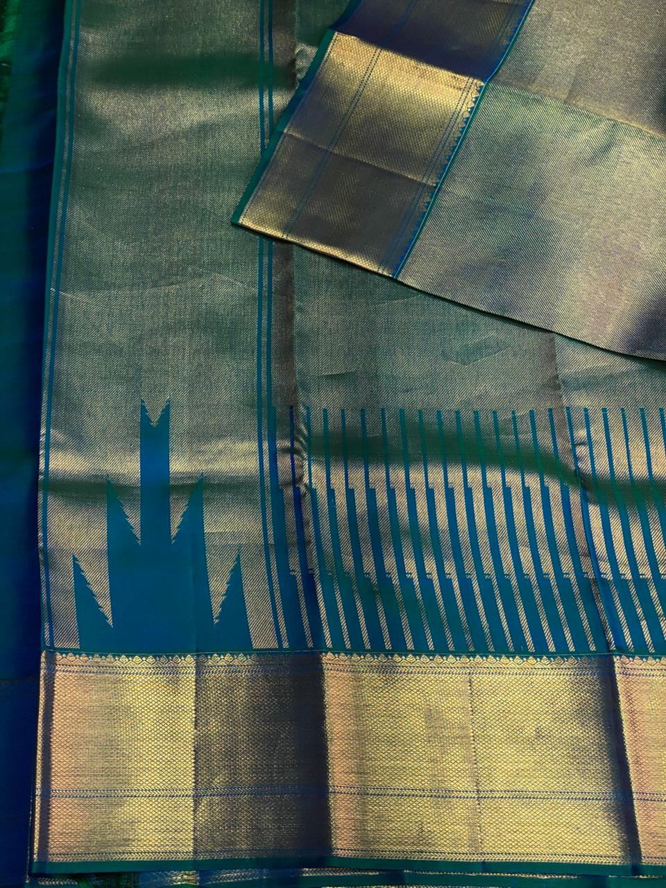 Peacock blue Pure Kanchipuram Silk saree - PPURE38