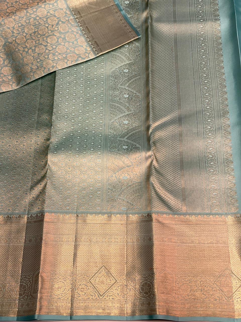 Pastal blue Pure Kanchipuram Silk saree - PPURE41