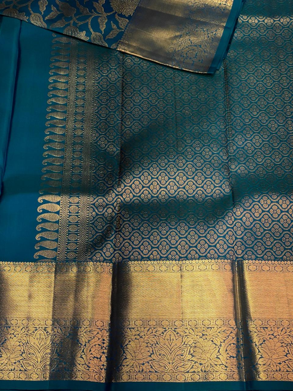 Peacock Blue Pure Kanchipuram Silk saree - PPURE43