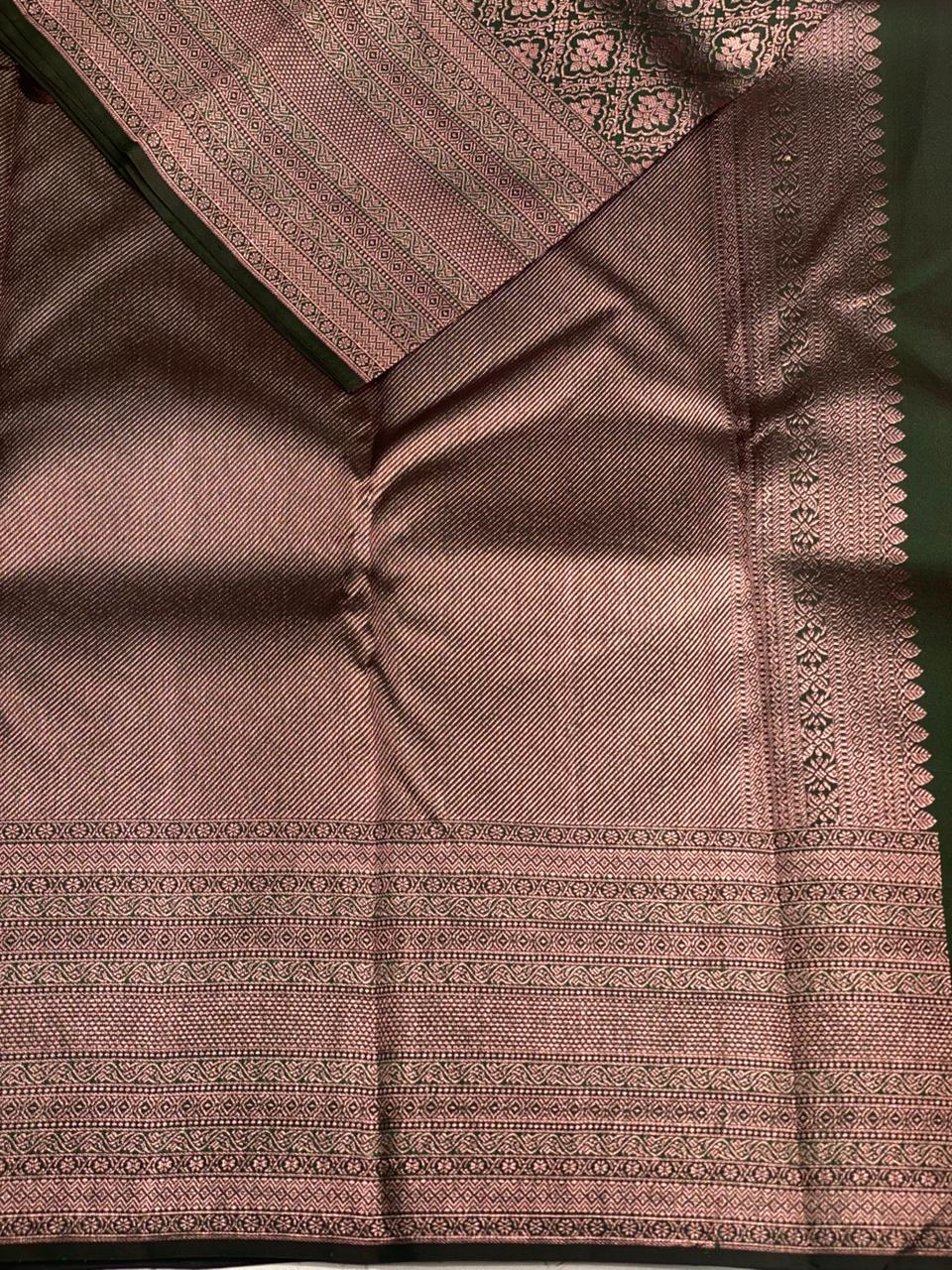 Bottle Green Pure Kanchipuram Silk saree - PPURE21A