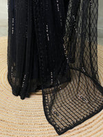 Black net bridal designer saree - PSD17A