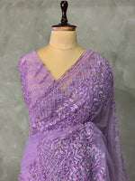Lavender net bridal designer saree - PSD30