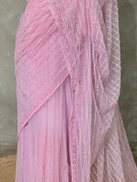 Pastal Pink net bridal designer saree - PSD17B