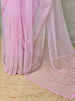 Pastal Pink net bridal designer saree - PSD17B