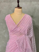 Pastal Pink net bridal designer saree - PSD17B