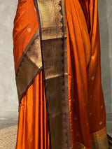 Rust Orange and Brown silk saree- PRUSTC