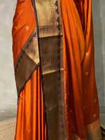 Rust Orange and Brown silk saree- PRUSTC