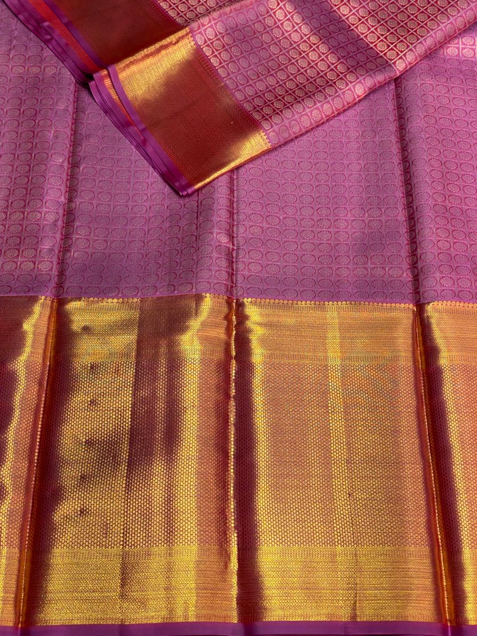 Lilac Pink pure Kanchipuram Silk saree - PPURE51