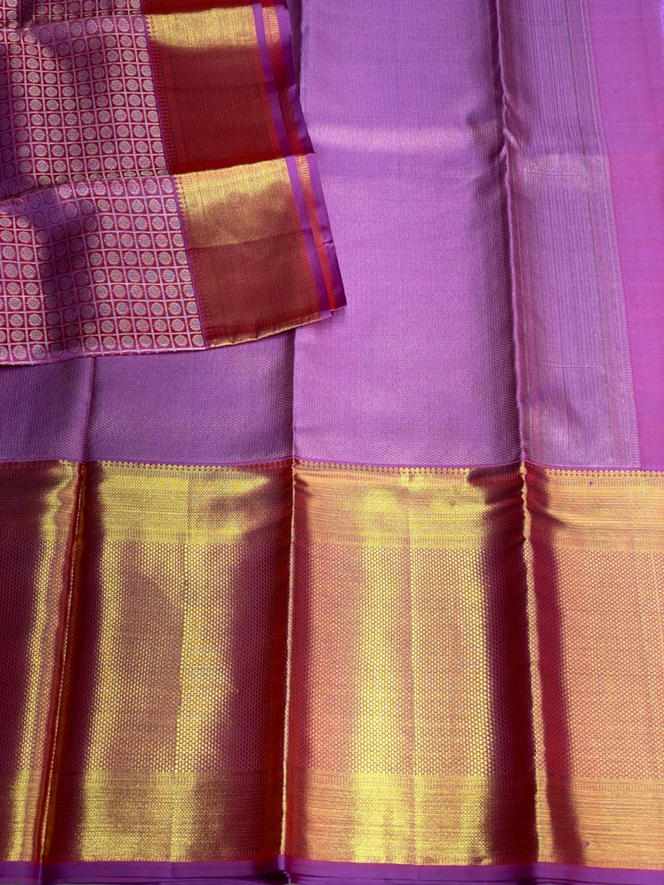 Lilac Pink pure Kanchipuram Silk saree - PPURE51