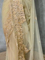 Gold net bridal designer saree - PSD40