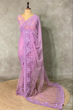 Lavender net bridal designer saree - PSD41