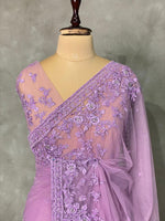 Lavender net bridal designer saree - PSD41