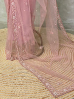 Nude Pink net bridal designer saree - PSD42