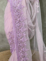 lavender net bridal designer saree - PSD43
