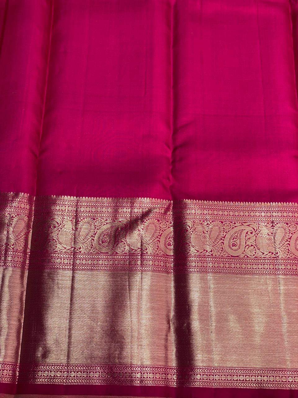 Nude Peach and rani pink Kanchipuram Silk saree - PPURE58