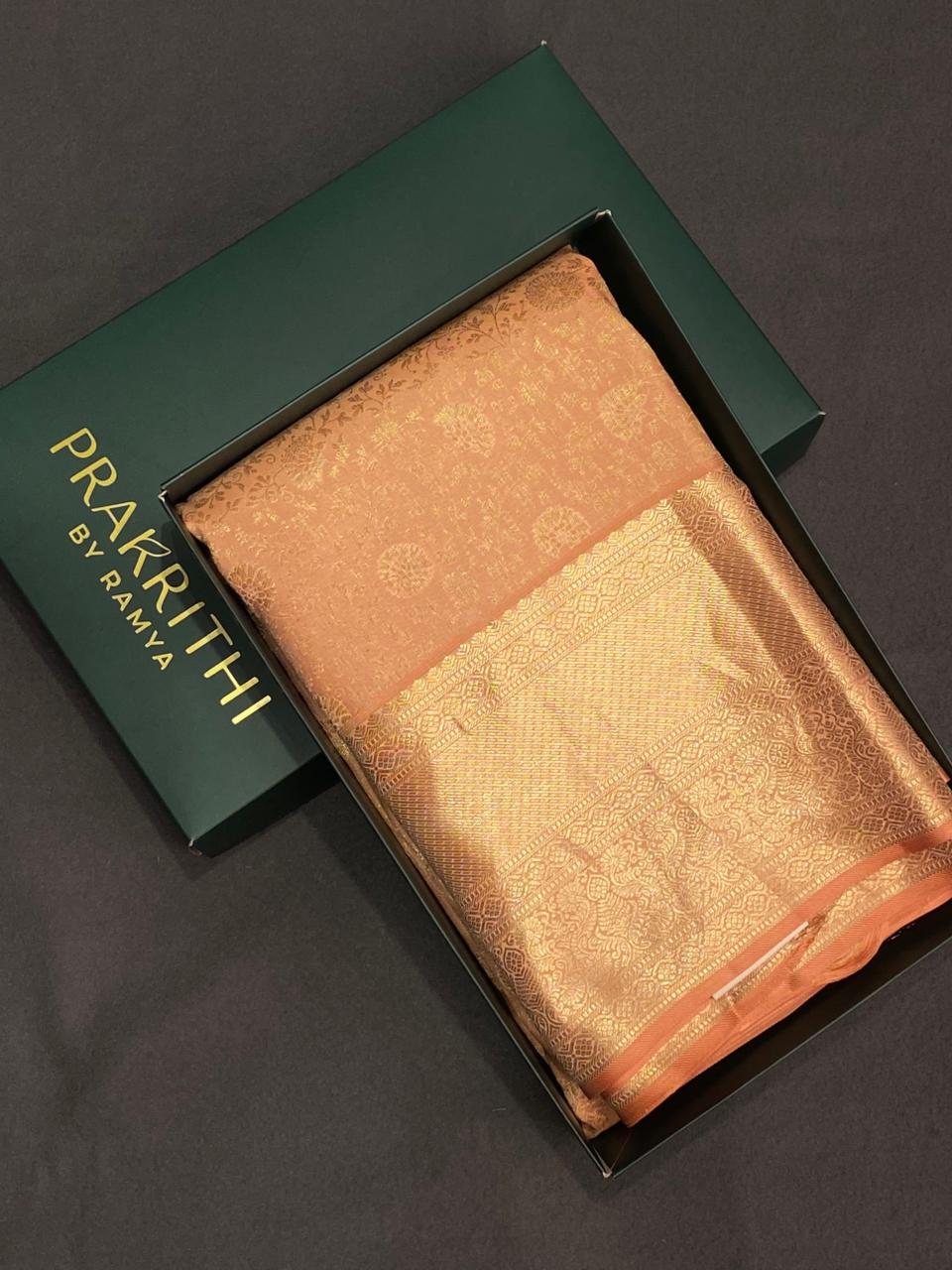 Peach Pure Kanchipuram Silk saree - PPURE64
