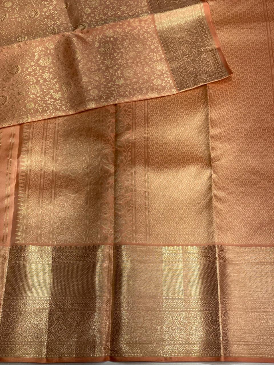Peach Pure Kanchipuram Silk saree - PPURE64