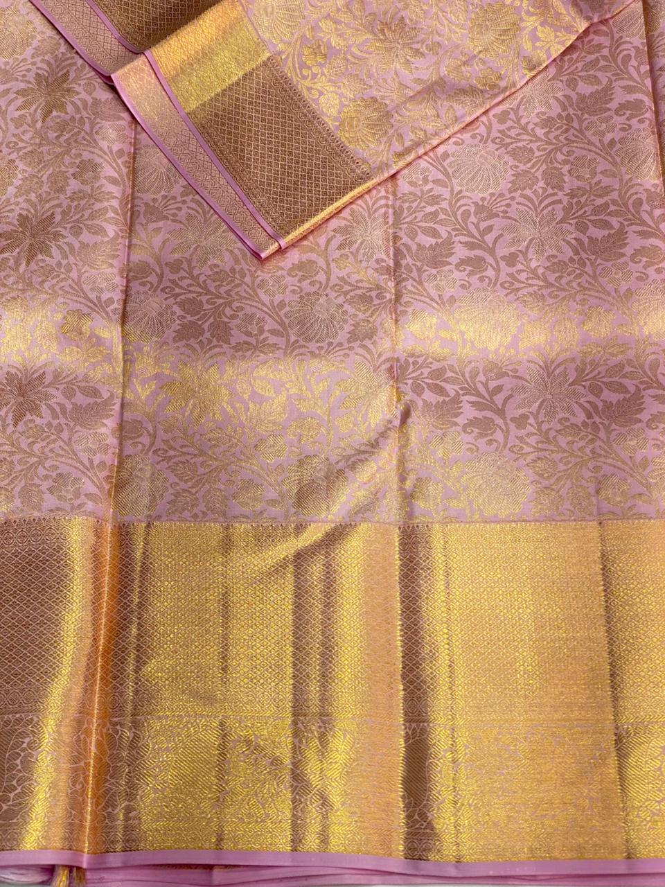 Lilac pink Pure Kanchipuram Silk saree - PPURE65