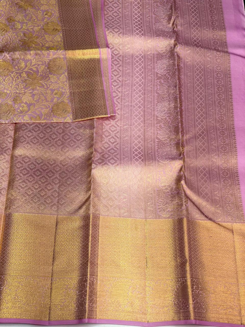 Lilac pink Pure Kanchipuram Silk saree - PPURE65