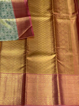 Pastal green and Pink Pure Kanchipuram Silk saree - PPURE70