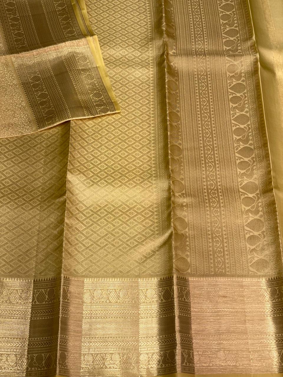 Pastal green and Pink Pure Kanchipuram Silk saree - PPURE71