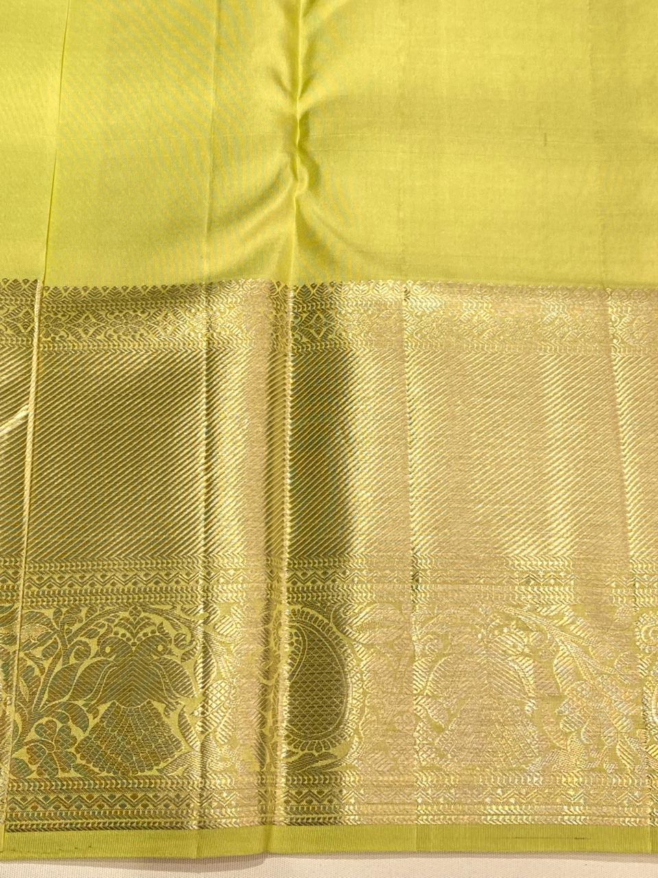 Pastal green and Pink Pure Kanchipuram Silk saree - PPURE72