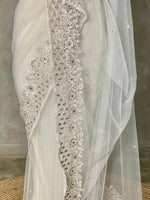 white net bridal designer saree - PSD46