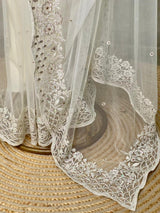 white net bridal designer saree - PSD46
