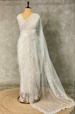 white net bridal designer saree - PSD48