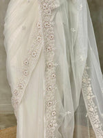 white net bridal designer saree - PSD48