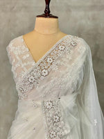 white net bridal designer saree - PSD48