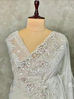 white net bridal designer saree - PSD49