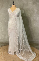 white net bridal designer saree - PSD49