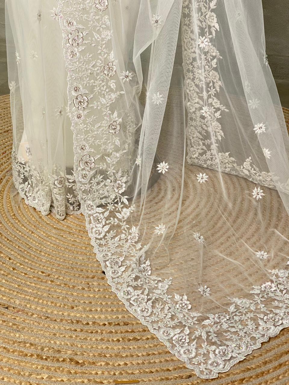 white net bridal designer saree - PSD49