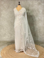 white net bridal designer saree - PSD50