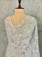 white net bridal designer saree - PSD52