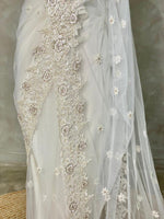 white net bridal designer saree - PSD52