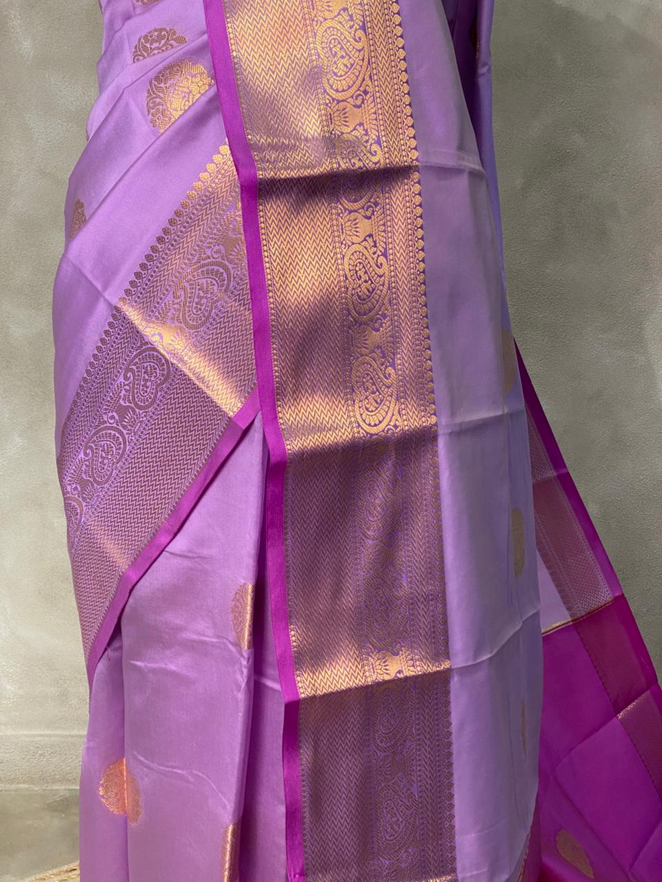 Lavender and Purple semi kanchipuram soft silk saree - PSSN112N