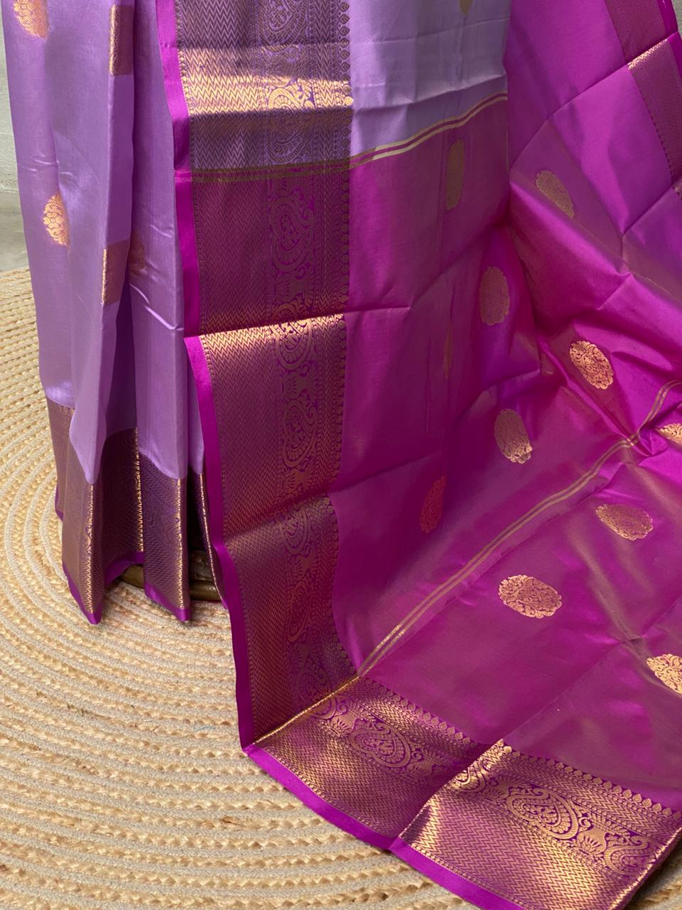 Lavender and Purple semi kanchipuram soft silk saree - PSSN112N