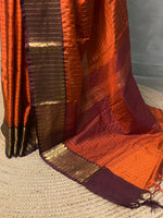 Rust Orange and brown semi Banarasi saree -MPS15C-IH