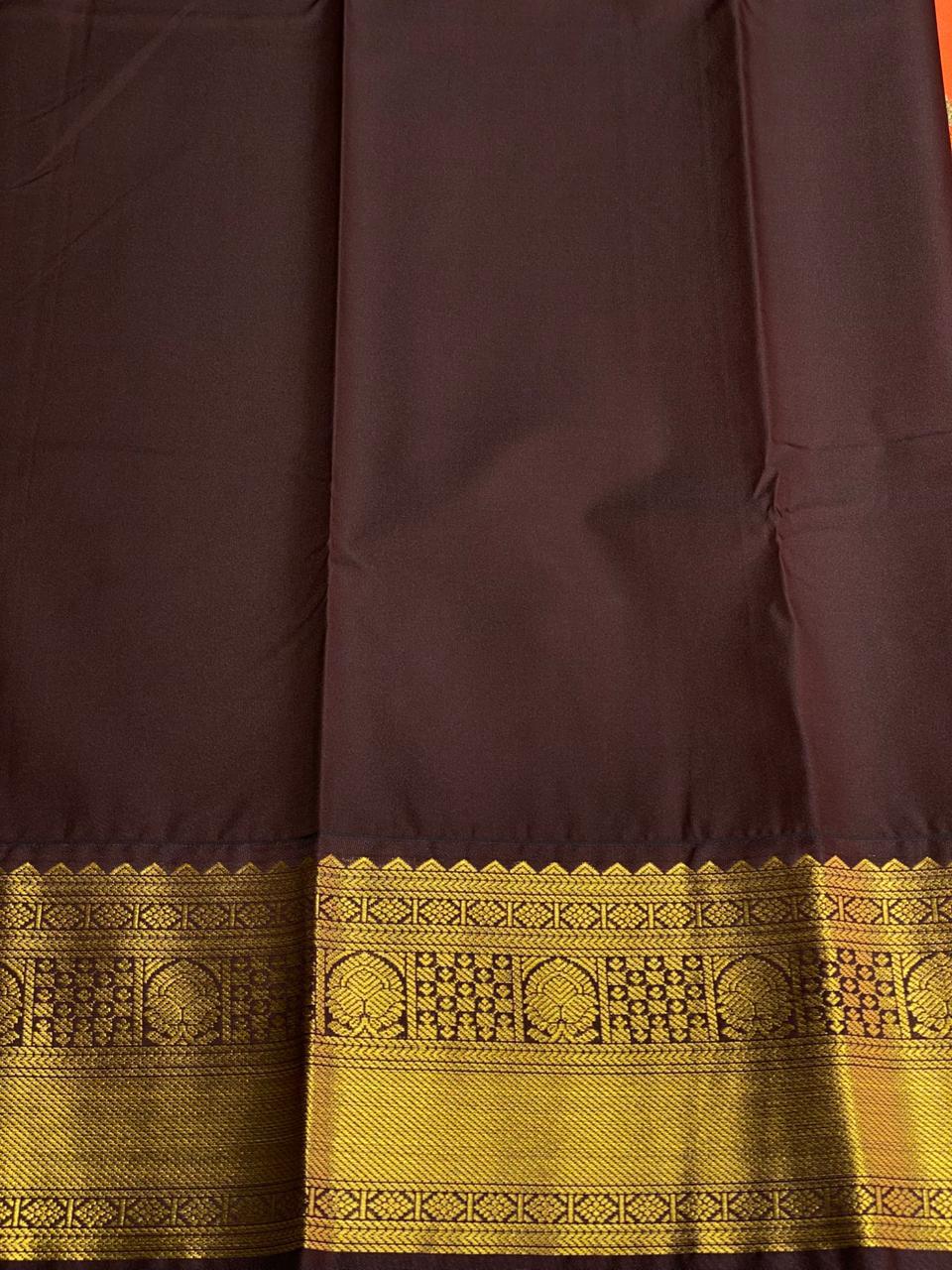 Rust and brown silk saree- PSSR173