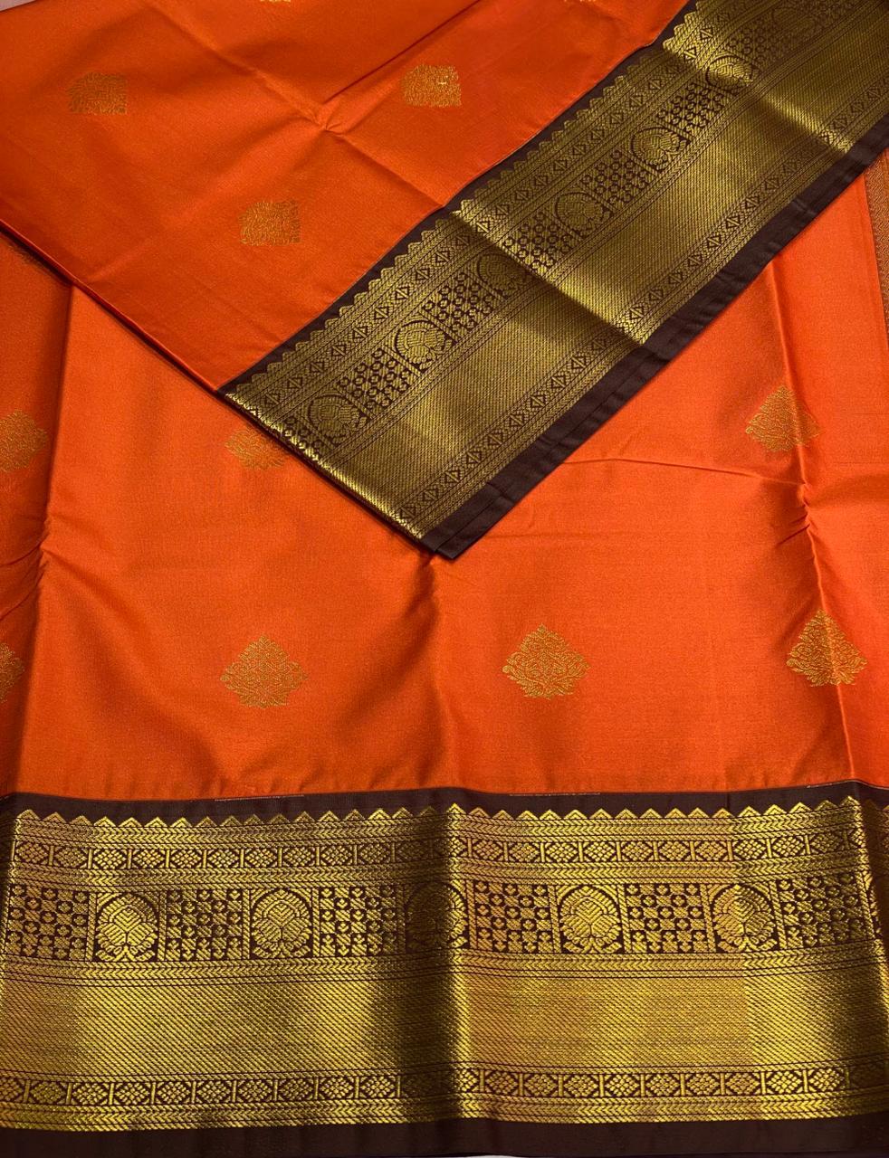 Rust and brown silk saree- PSSR173