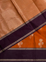Rust Orange and brown semi Banarasi saree -AISH1